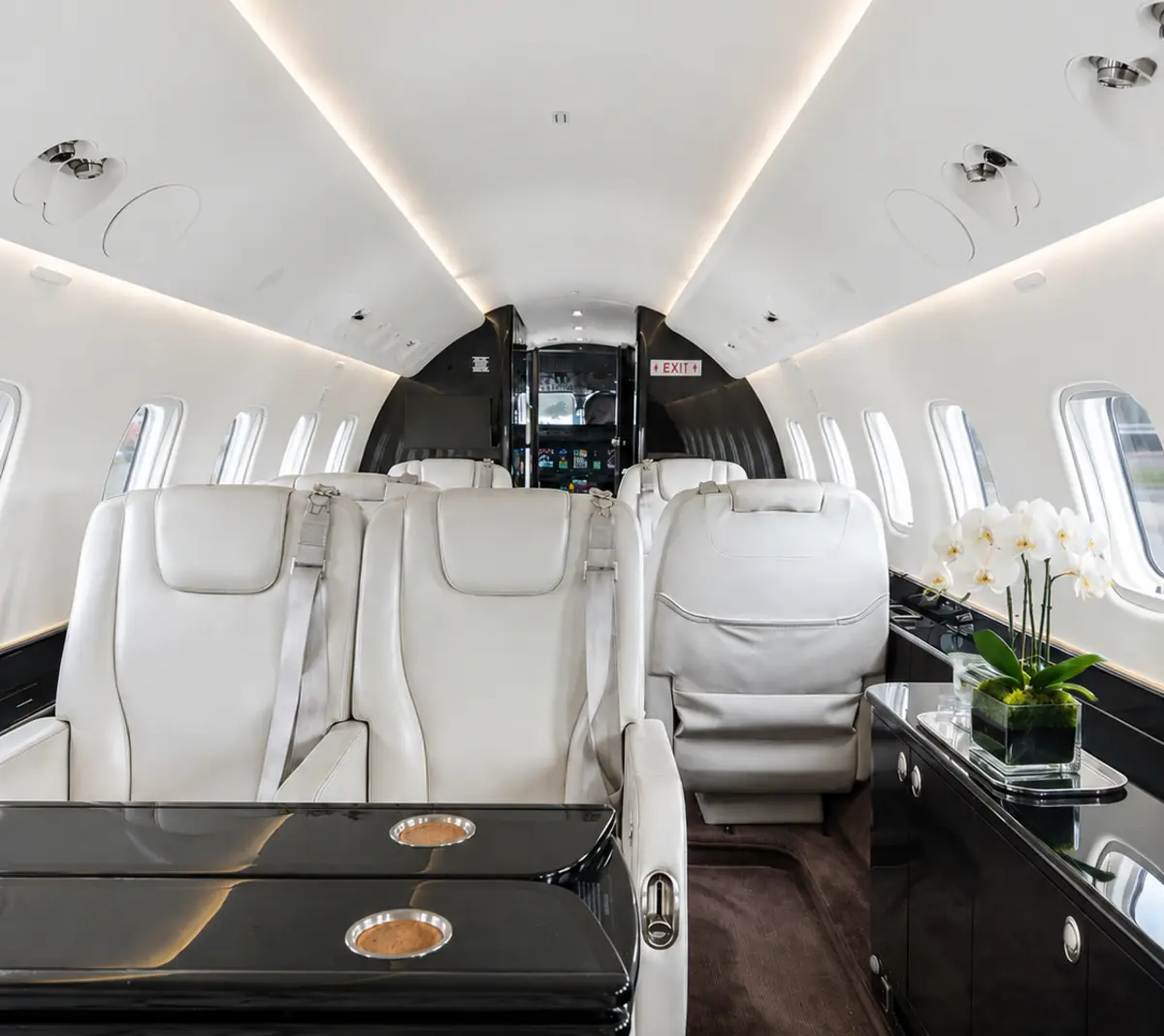 Conference and dining area in the AriyaX Legacy 650 cabin