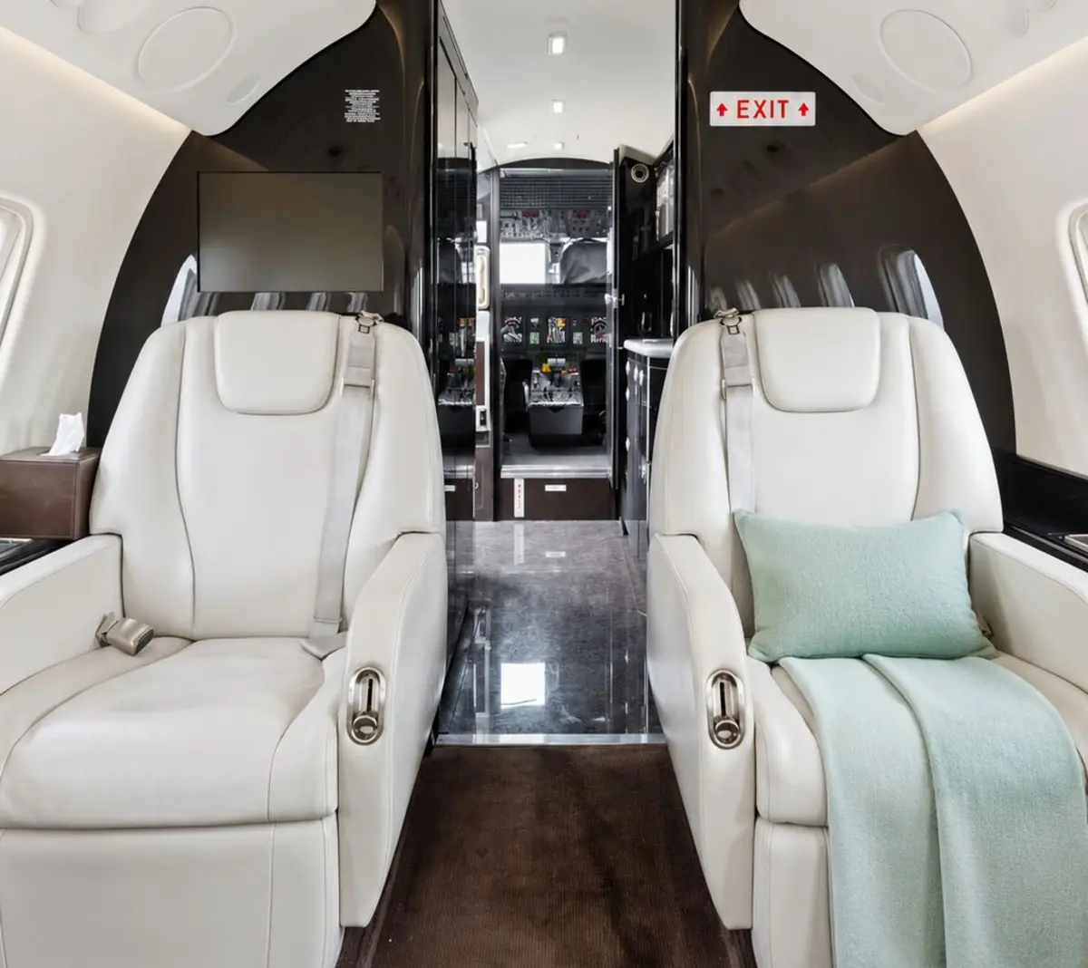 Forward executive club seating in the AriyaX Legacy 650 cabin